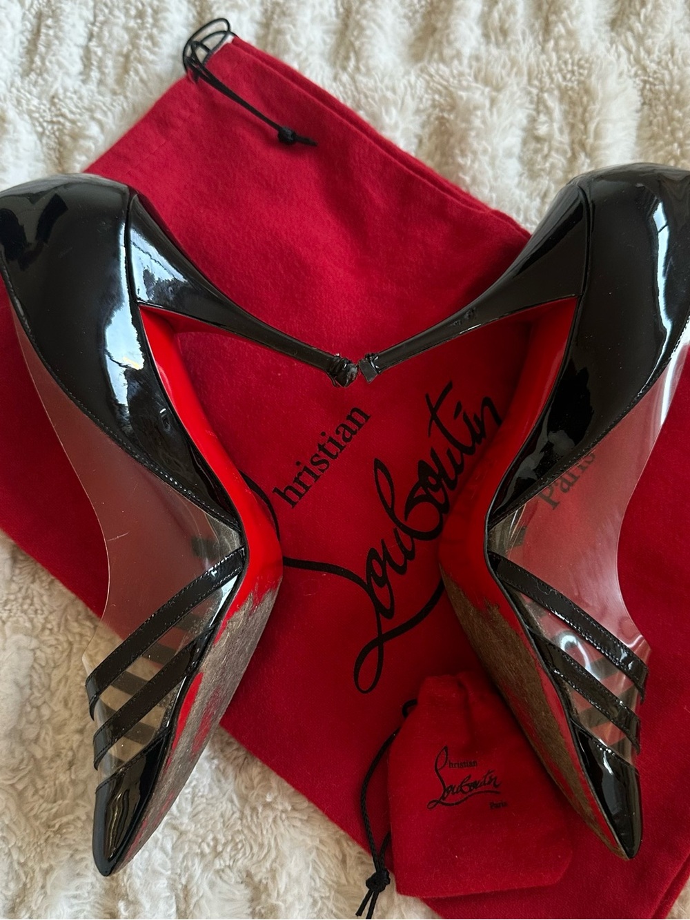 Christian Louboutin black patent leather and PVC Pivichic pumps - Picture 3 of 15